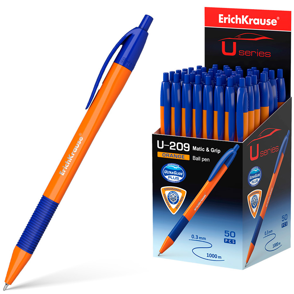 Ручка шарик синий U-209 Matic&Grip Orange 1.0, Ultra Glide Technology 47593 /Erich Krause/
