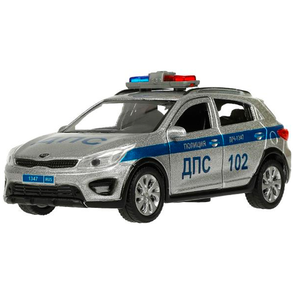 Модель XLINE-12SLPOL-S KIA RIO X ПОЛИЦИЯ 12 см, двери, багаж, инерц, серебр, Технопарк в кор.