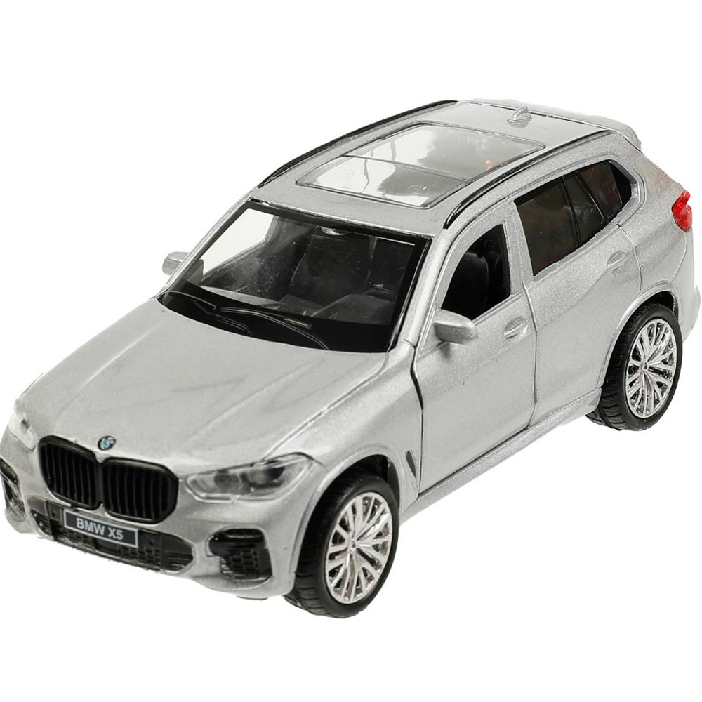 Модель X5-12-SR BMW X5 M-SPORT 12 см, двери, багаж, инерц, серебристый Технопарк  в коробке