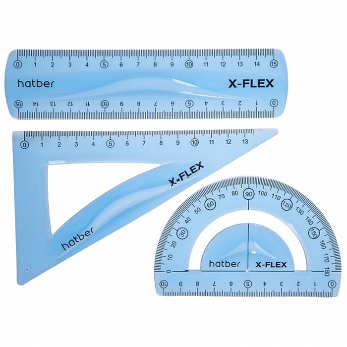 Набор чертежный 4 пр. X-Flex пластиковый гибкий ассорти RL_067314 Hatber.