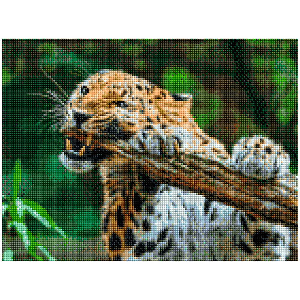 Набор ДТ Алмазная мозаика квадратная Свирепый леопард без подрамника 30*40см FW-002.