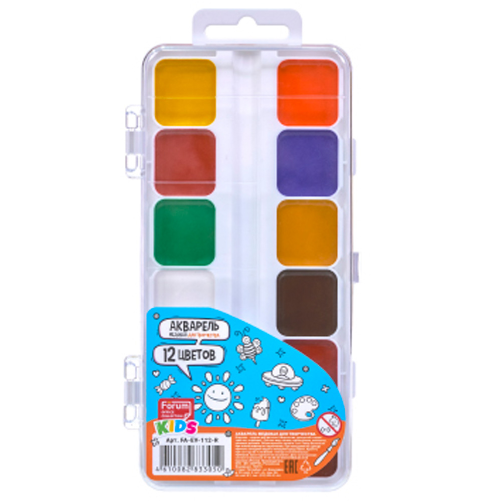 Акварель 12 цв FORUM Office Collection KIDS медовая б/к FA-EV-112-R