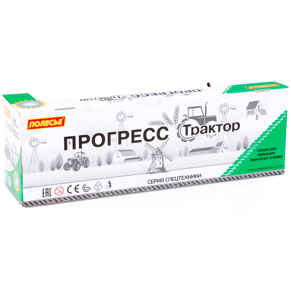 Трактор "Прогресс" с плугом инерционный зеленый в коробке 91307 П-Е /8/