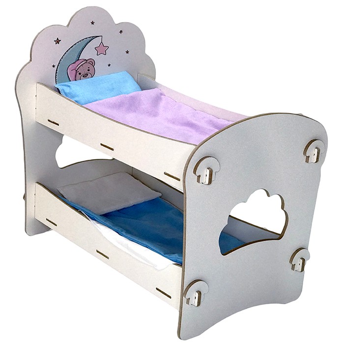 Кроватка для куклы Слоня и Моня.2 яруса+постельное белье 21НМ65 РАСПРОДАЖА
