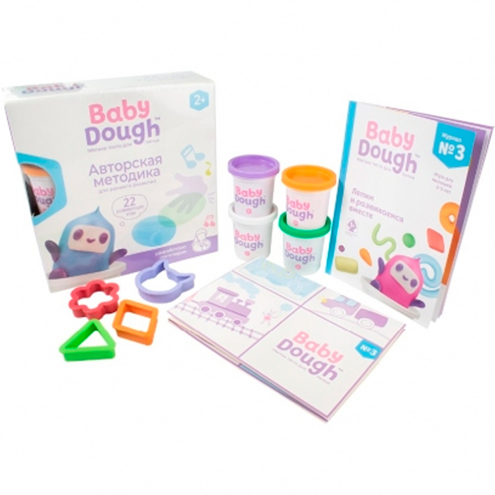 Набор для творчества Тесто для лепки Развивающий набор 2+ голубой Baby Dough BD044 Набор для творчества Тесто для лепки Развивающий набор 2+ голубой Baby Dough BD044