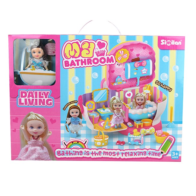 Игровой набор 077QL Ванная комната с куклой в кор.