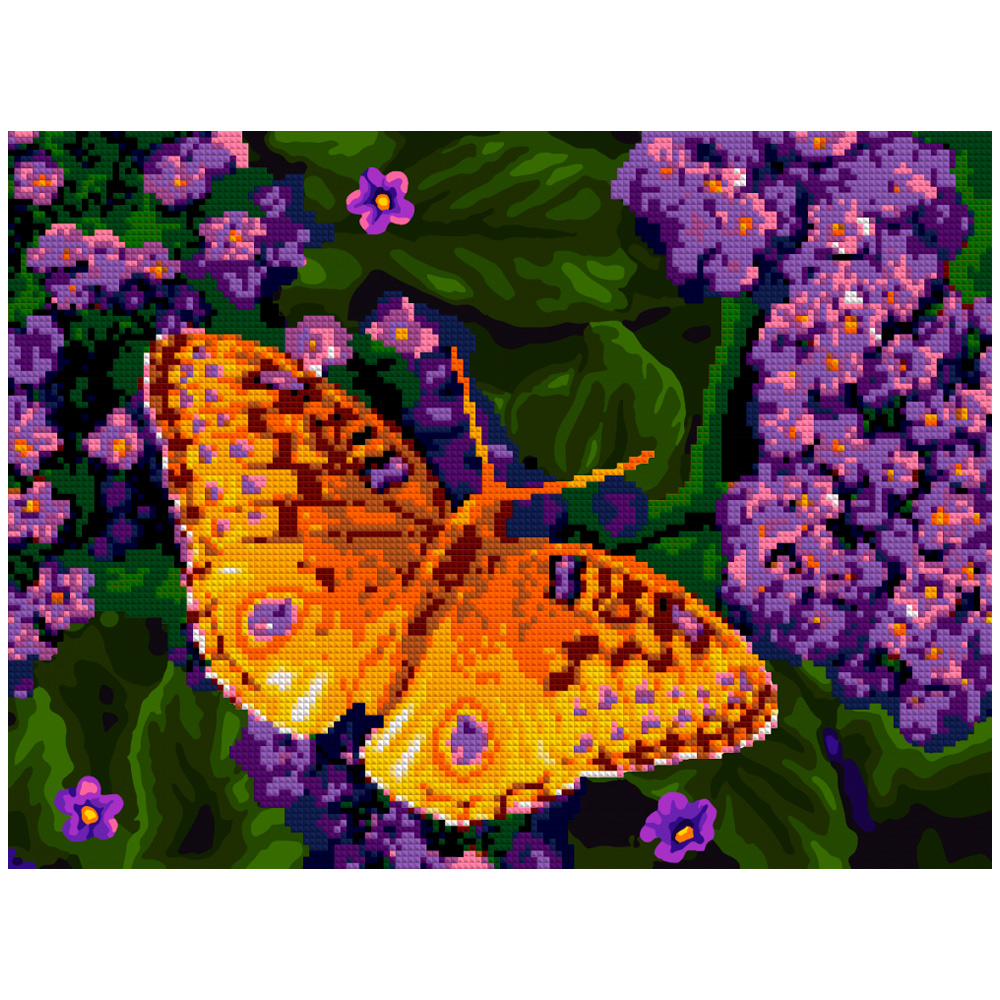 Набор ДТ Алмазная мозаика Фиолетовые цветочки 30*40 см частичное заполнение Ам-010 LORI.
