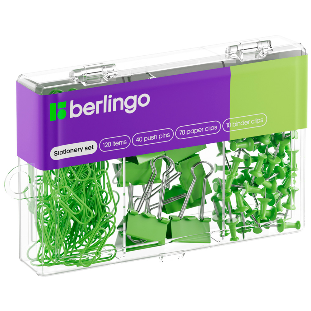 Набор мелкоофисных принадлежностей Berlingo, 120 предметов зеленый 353630