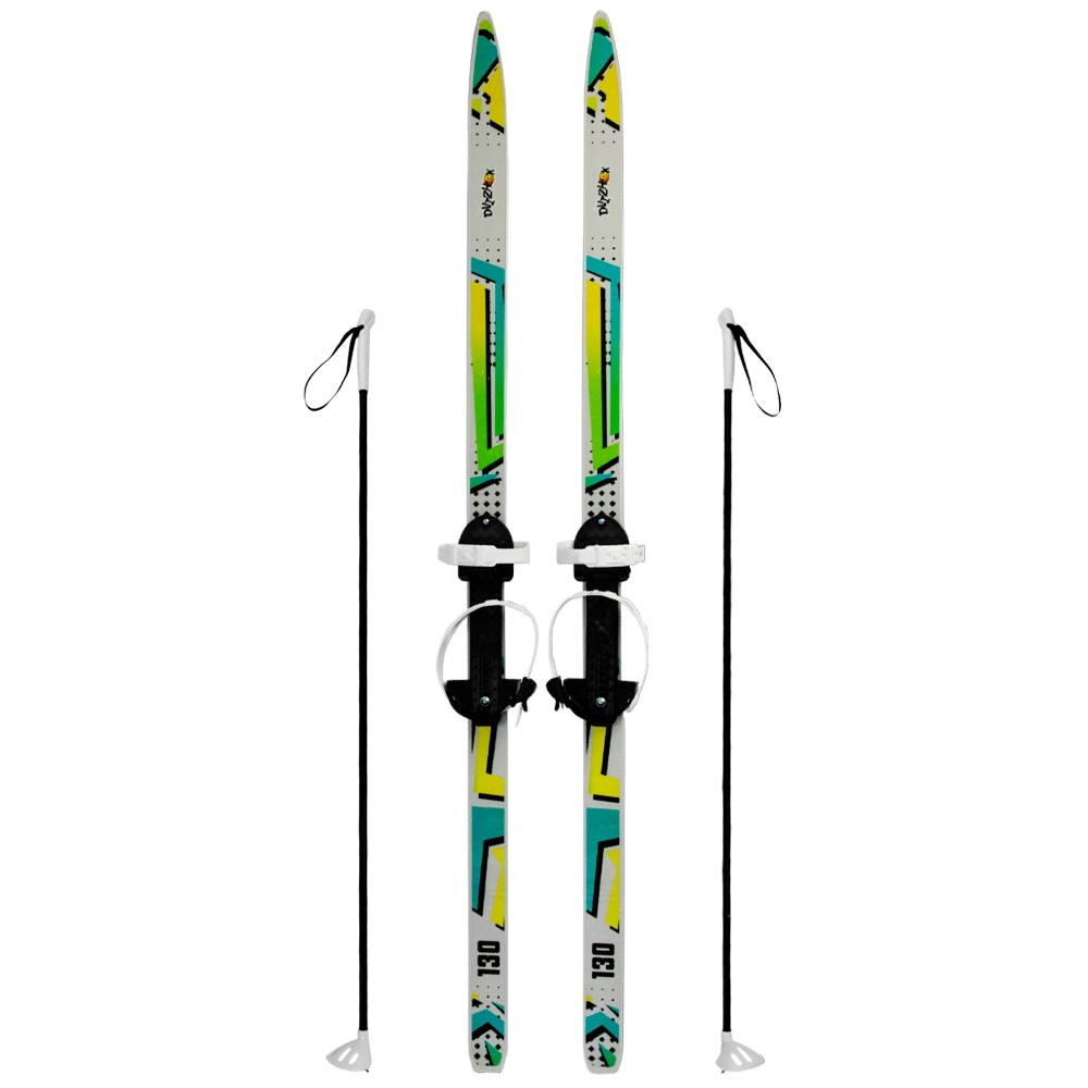 Лыжи подростковые Снежный гонщик 130/100 см серые с палками из стеклопластика 339224-00 Dvizhok 