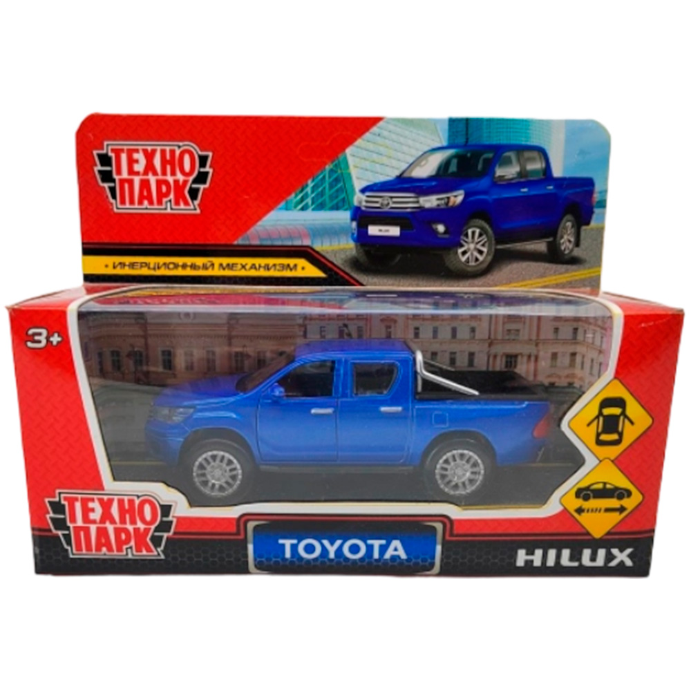 Модель HILUX-12-BU TOYOTA HILUX 12 см, двери, инерц, синий Технопарк в кор.