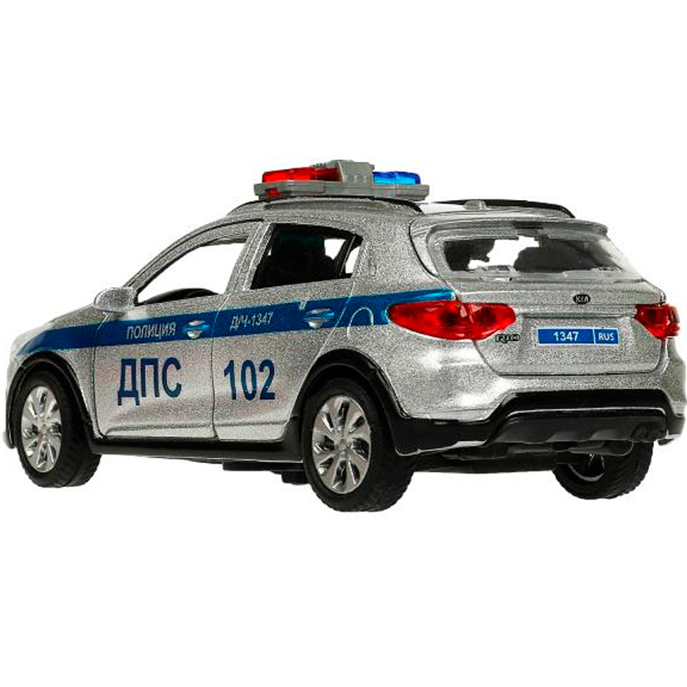 Модель XLINE-12SLPOL-S KIA RIO X ПОЛИЦИЯ 12 см, двери, багаж, инерц, серебр, Технопарк в кор.