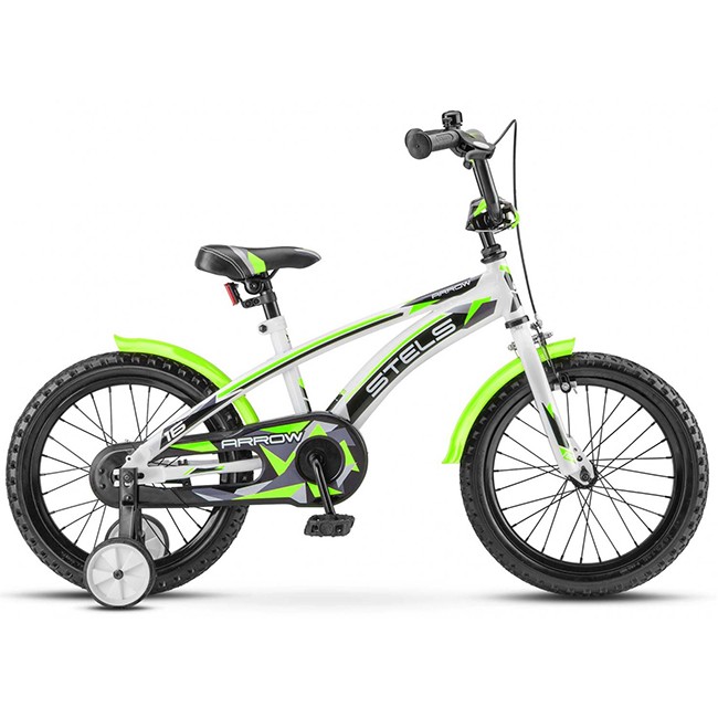 Велосипед 2-х 16" Arrow 9,5" Белый/зеленый V020 /STELS/.