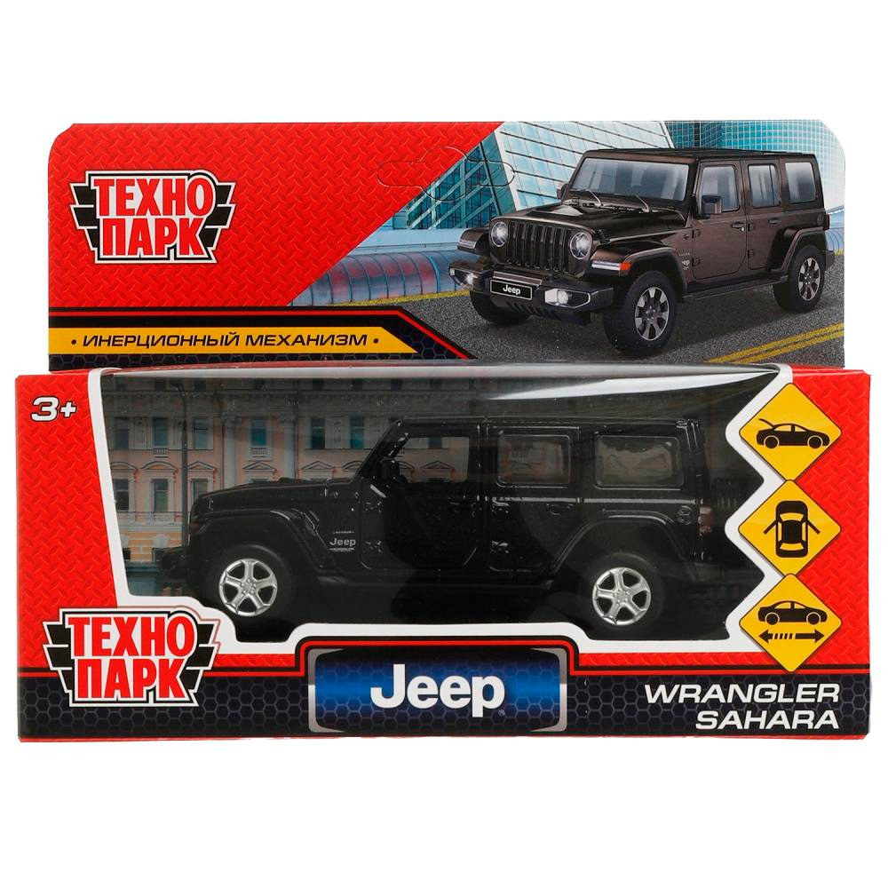 Модель SAHARA5D-12-BK JEEP WRANGLER SAHARA 12 см, двери, багаж, инерц, черный Технопарк в кор. 