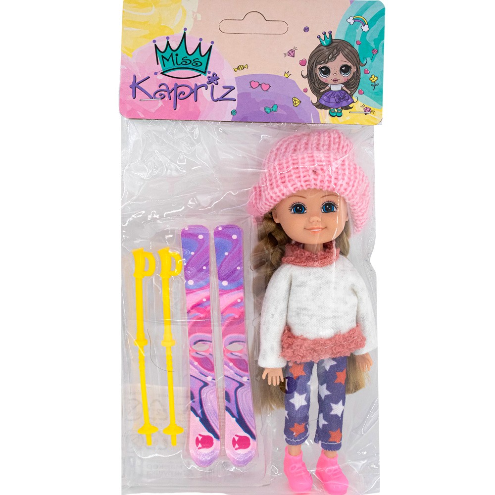 Кукла малышка Miss Kapriz MK53853 с лыжами в пак.