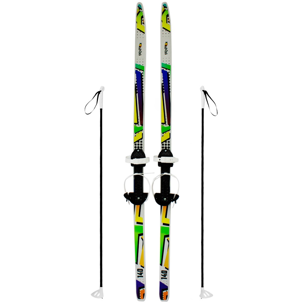 Лыжи подростковые Снежный гонщик 140/105 см серые с палками из стеклопластика 339286-00 Dvizhok 