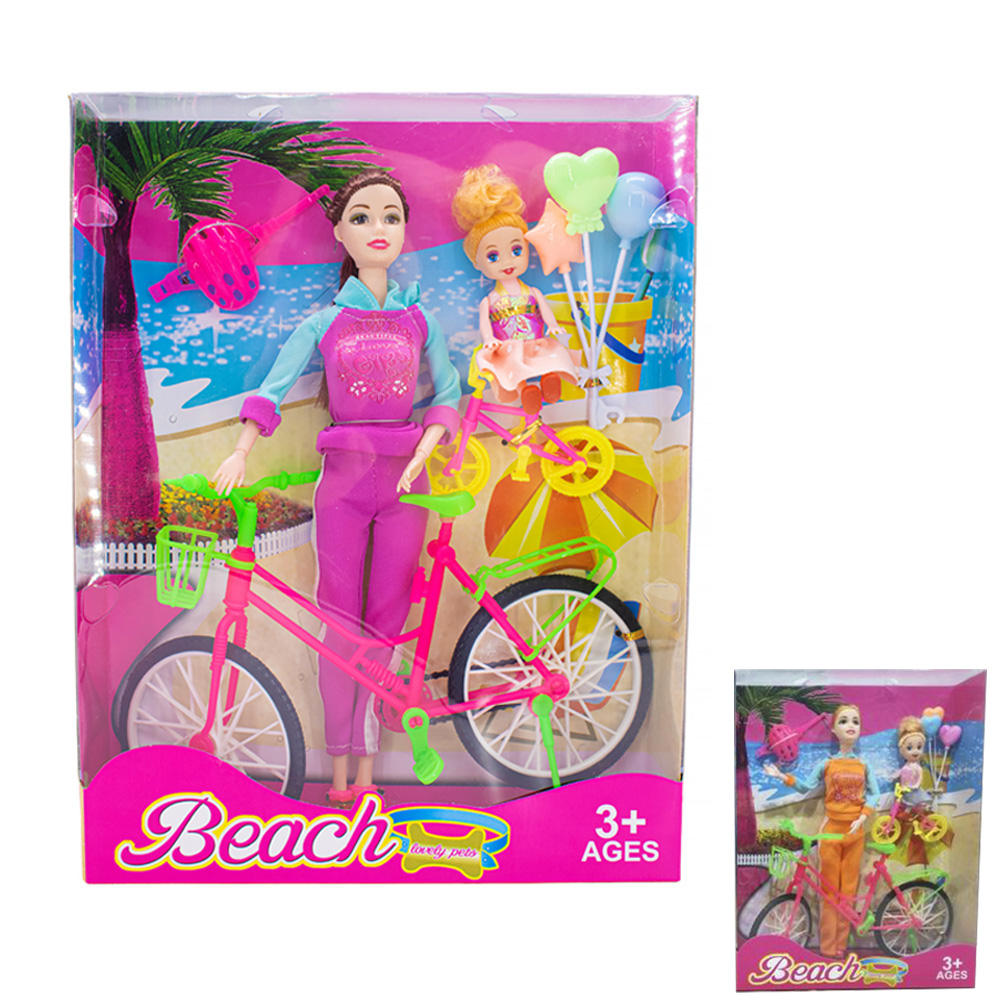 Кукла 8822-6 на велосипеде в кор.