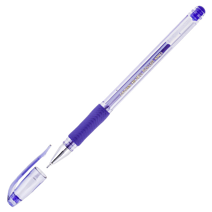 Ручка гелевая синяя 0,7мм Crown "Hi-Jell Needle Grip" 209476 игольчатый стержень 